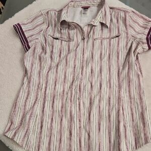 The North Face Women's Striped Shirt - Pink and White